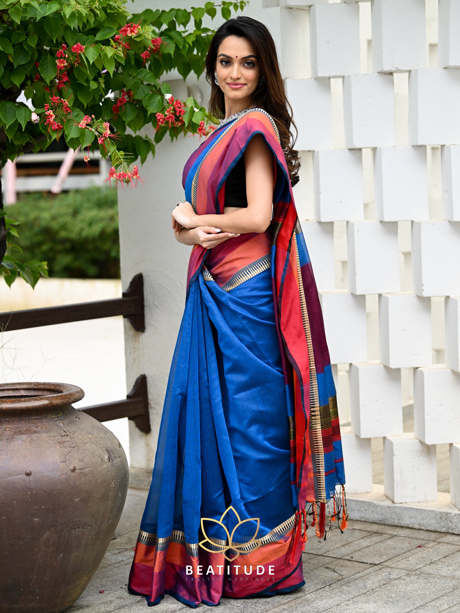 Maroon Handloom Cotton Silk Saree – Beatitude