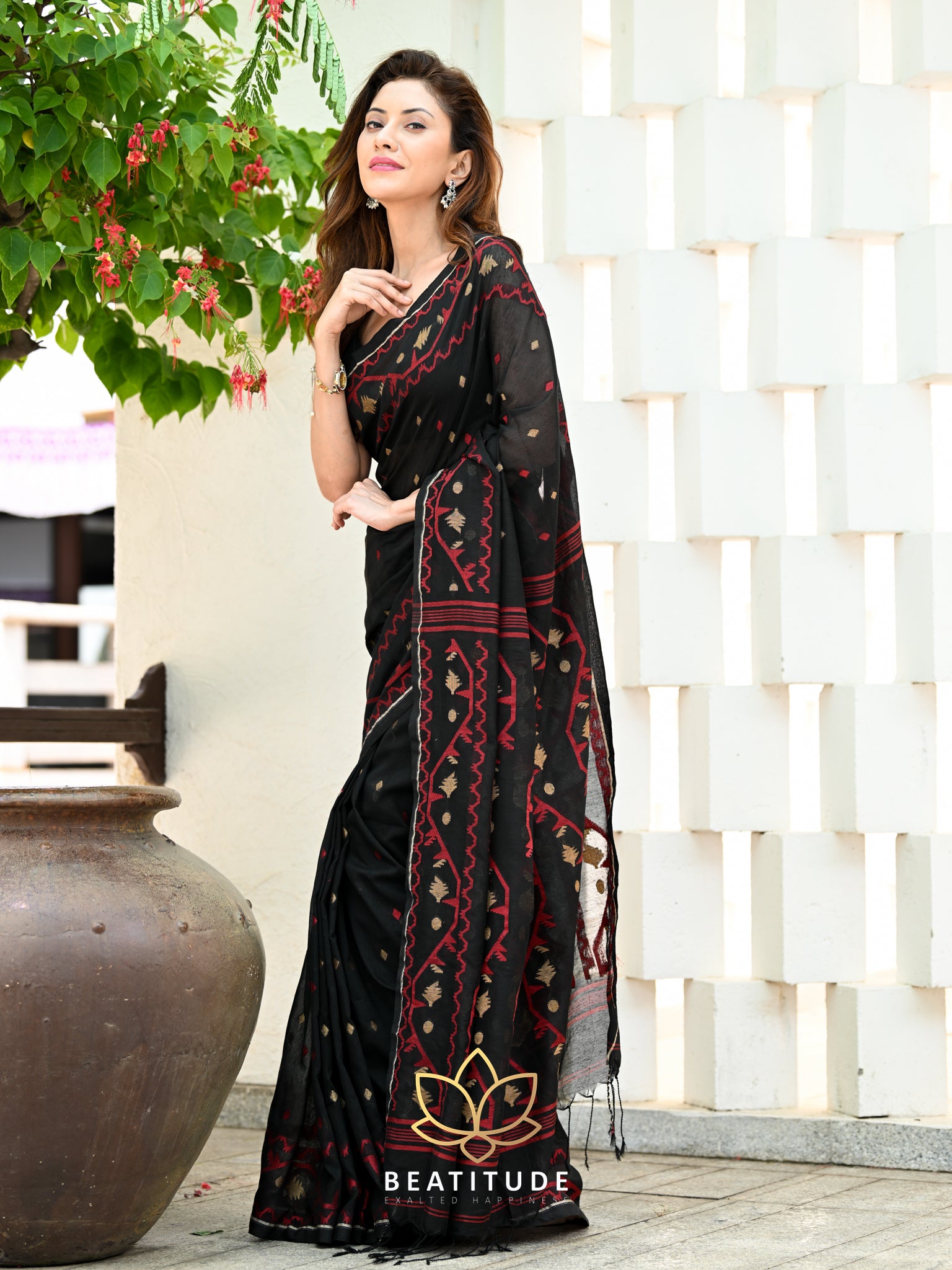 Black Silk Cotton Saree| aryavart | pure cotton sarees online – Thearyavart