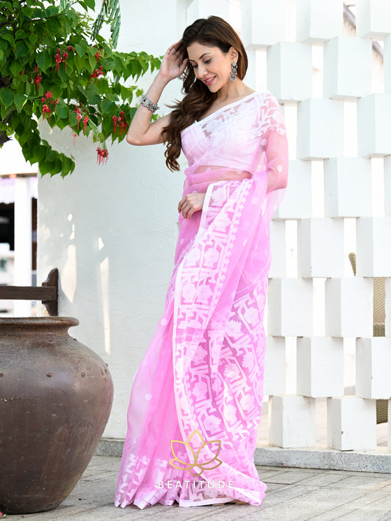 Pink Jamdani Saree