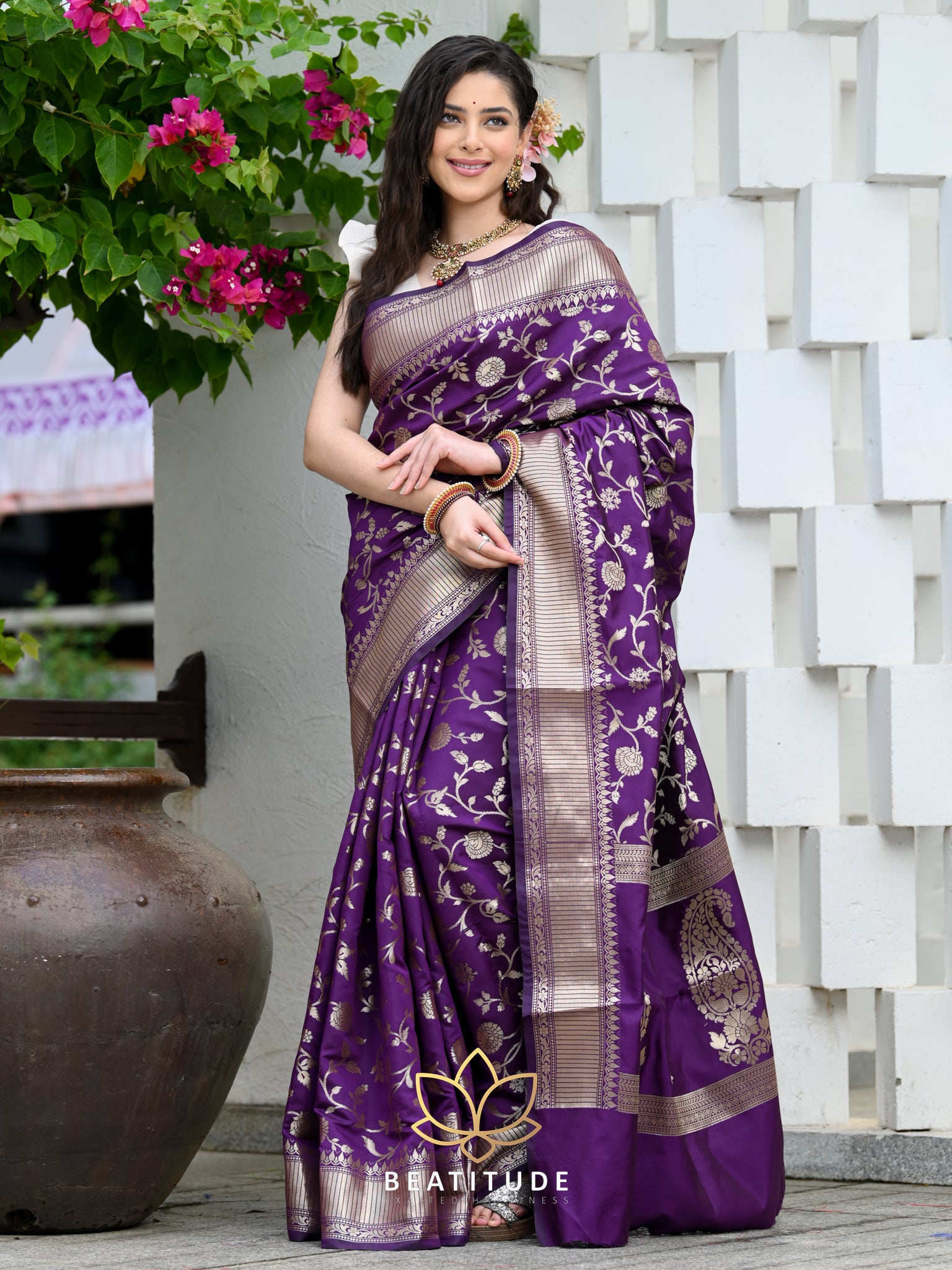 Buy online Women's Banarasi Saree With Blouse from ethnic wear for Women by  Mahati for ₹2849 at 60% off | 2024 Limeroad.com