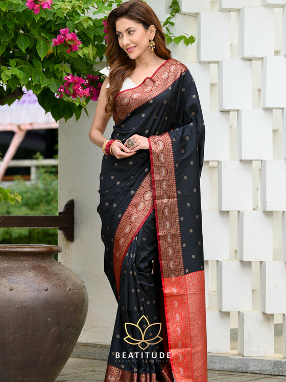 Buy Banarasi Silk Black Classic Designer Saree Online -