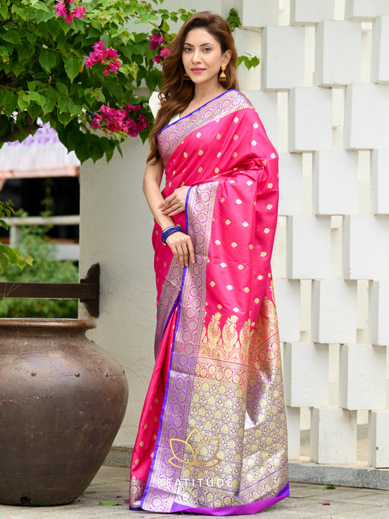 Amazing Baby Pink Banarasi Silk Saree For Wedding – tapee.in