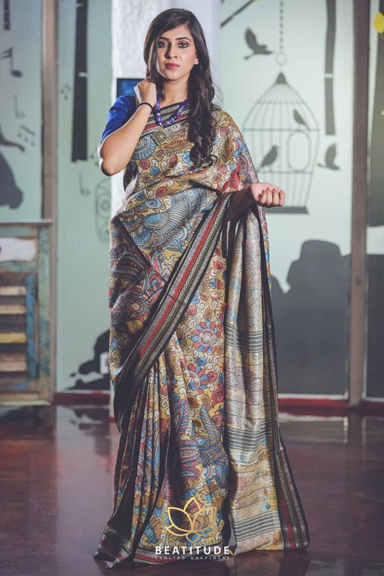 Shop Kalamkari Pattu Banarasi Silk Saree | Vastranand