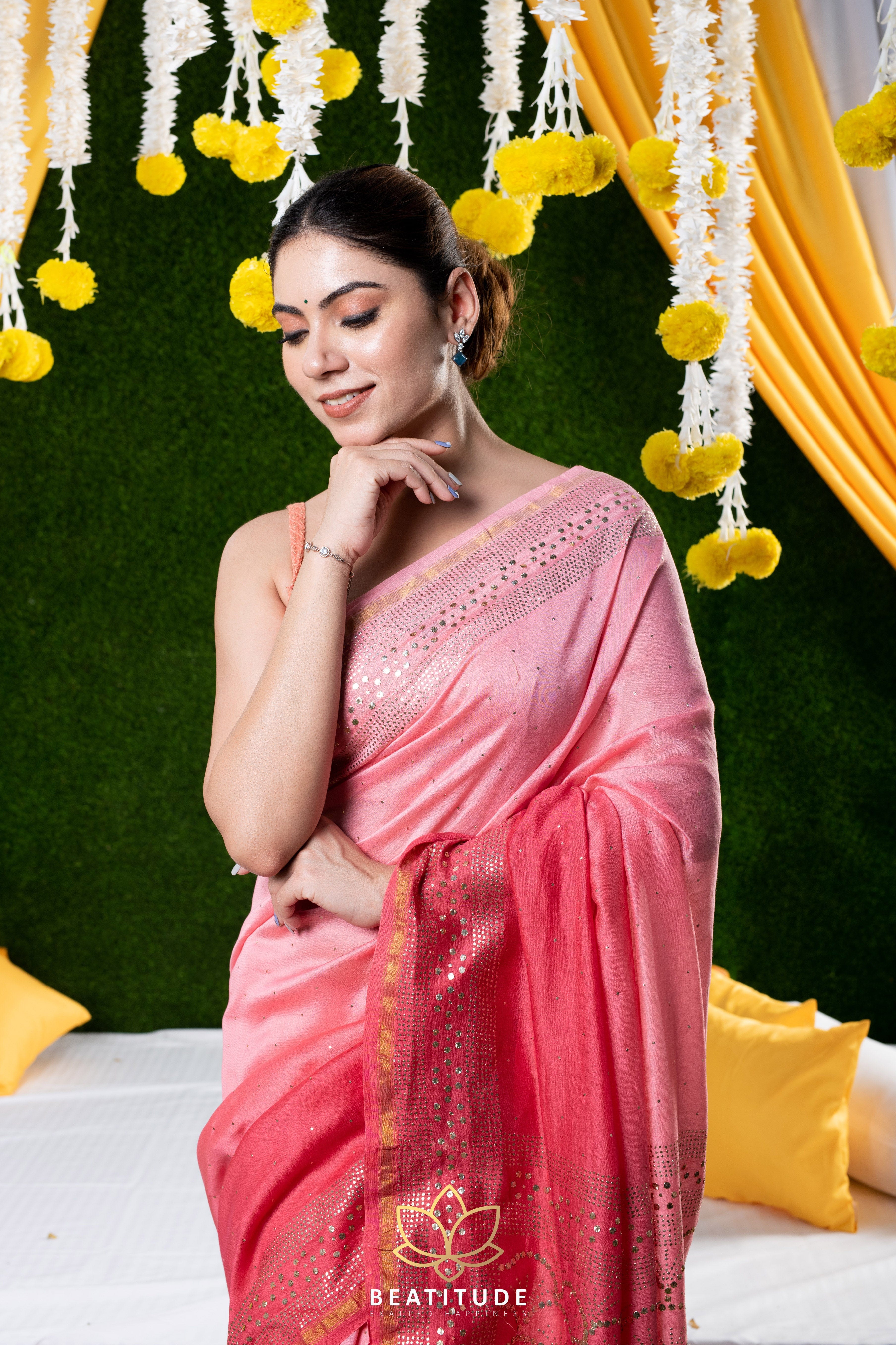 Shop Smriti Gupta Pink Chanderi Silk Chanderi Saree for Women Online  39611569
