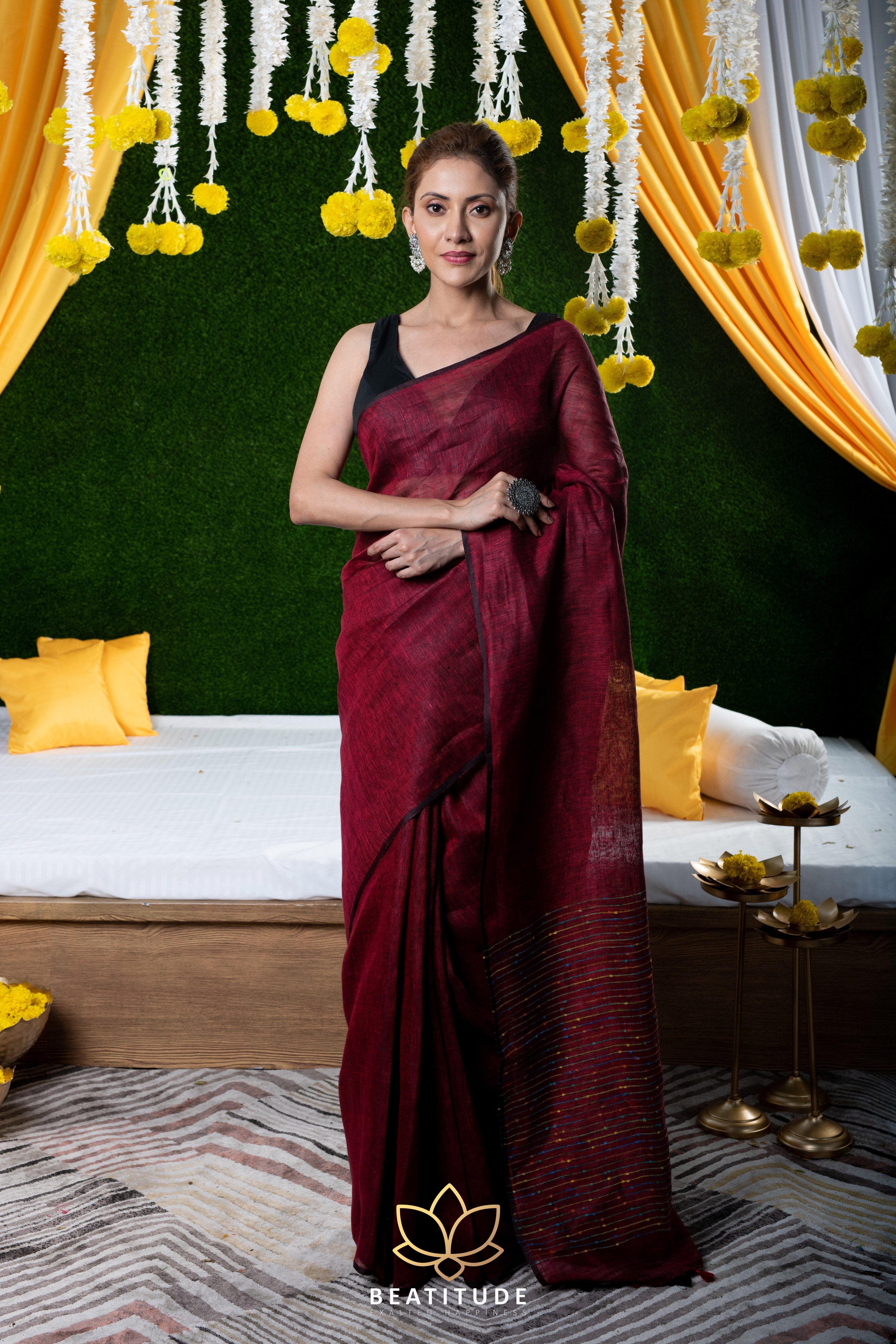 Blackberry Purple Designer Embroidered Georgette Wedding Saree | Saira's  Boutique