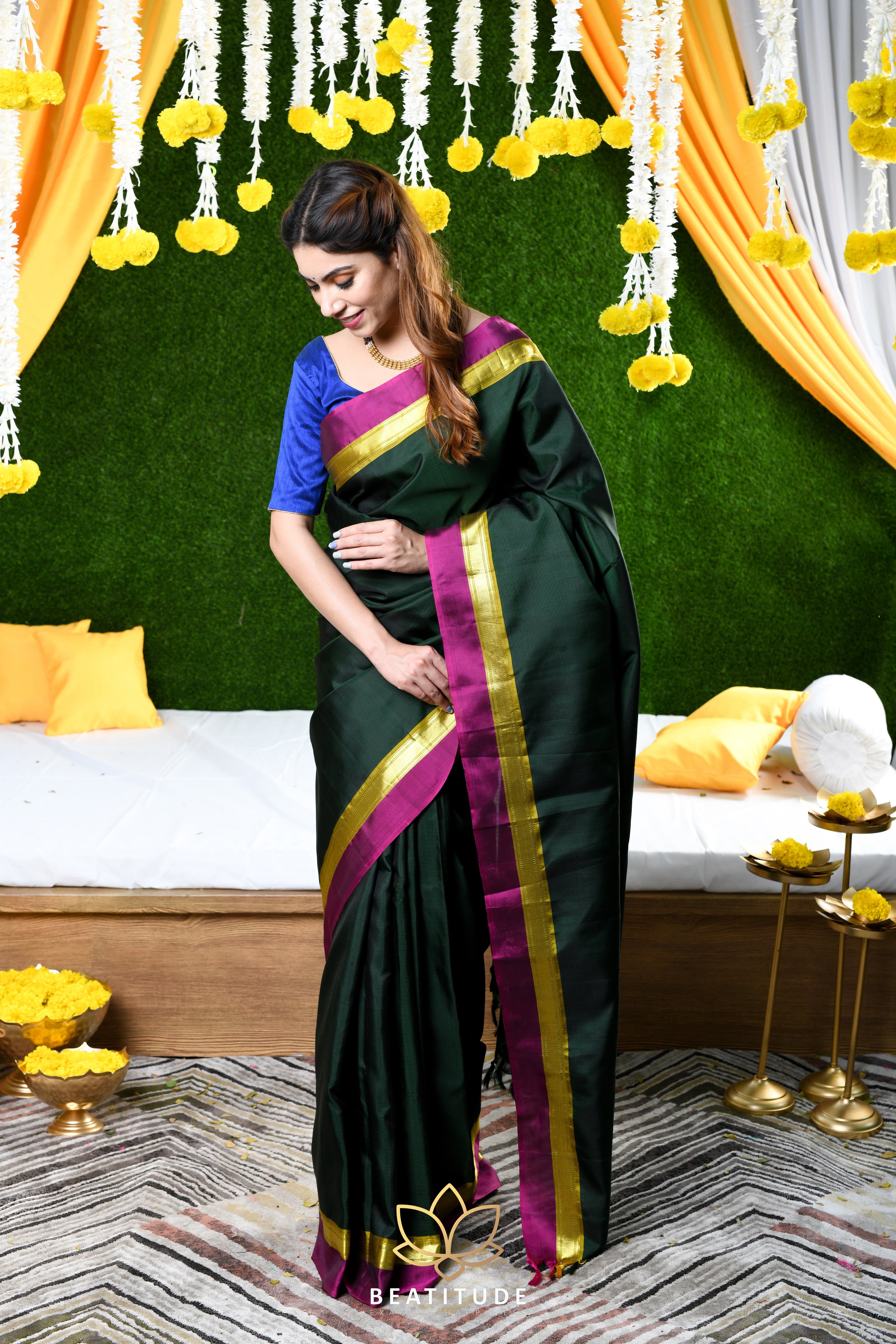 Kanjivaram Silk Black Traditional Designer Saree -