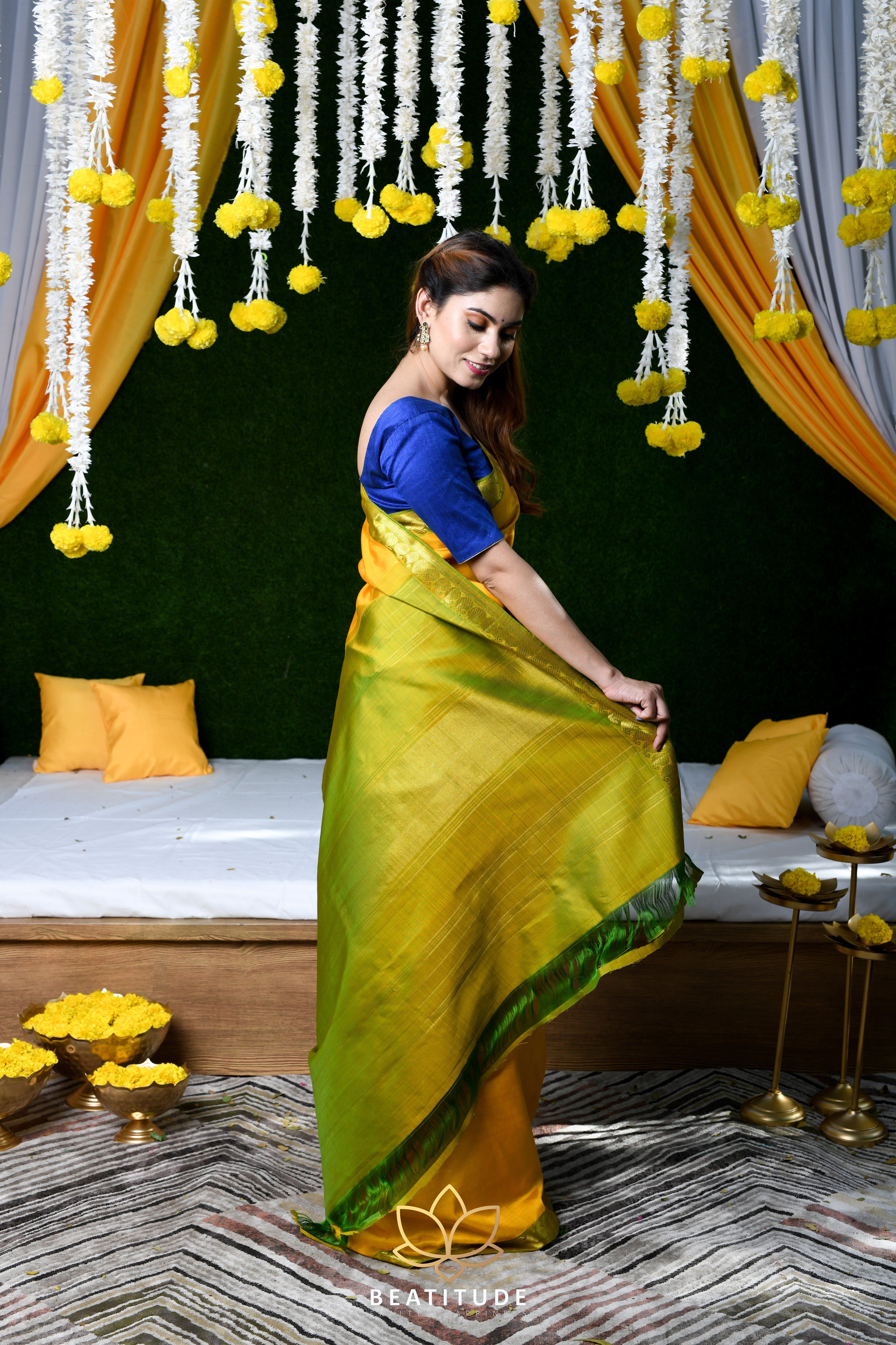 Stylist Turmeric Yellow Silk Woven Zari Saree|SARV140472