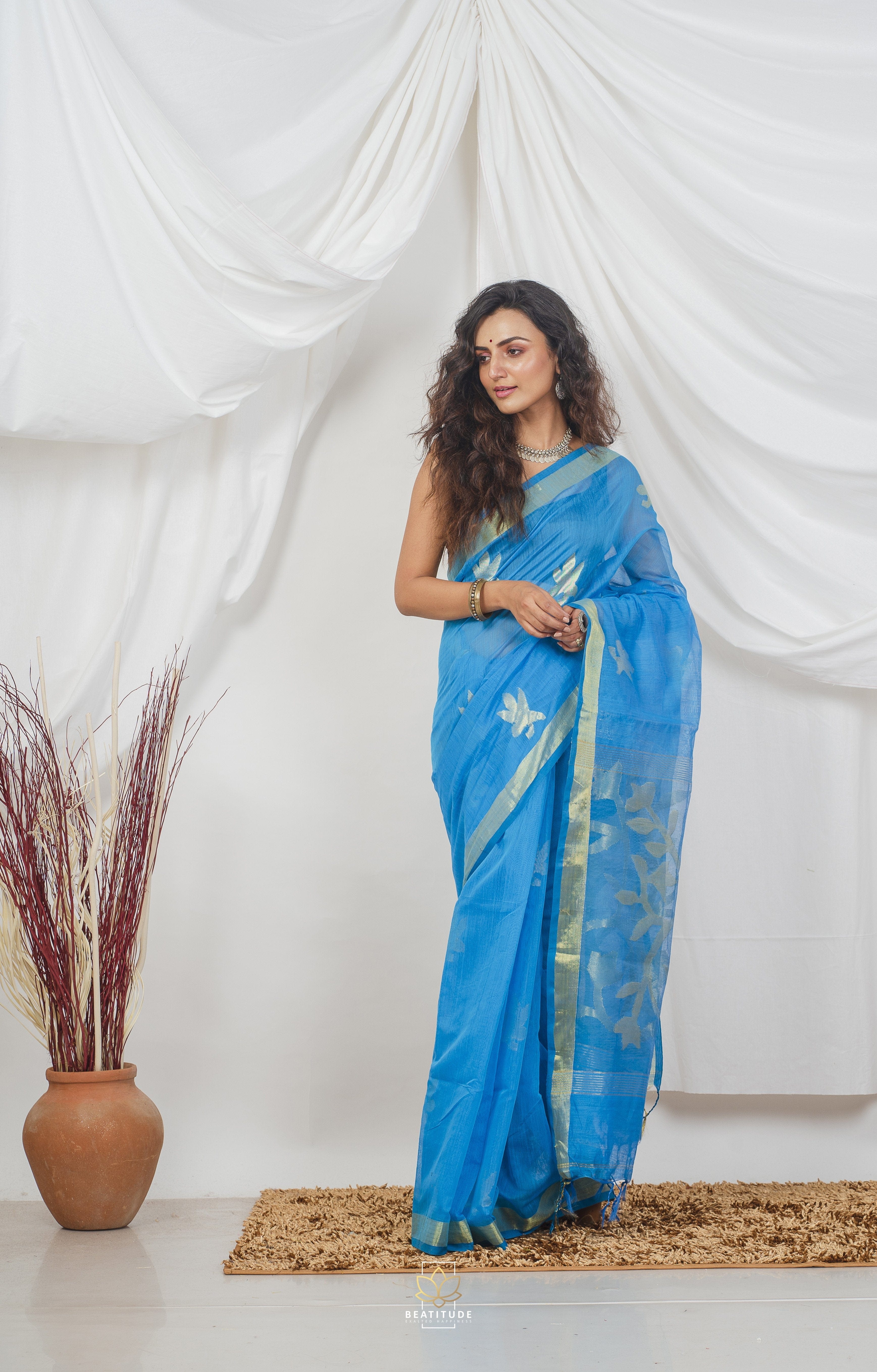 Brightest Day Yellow Muslin Saree – Monamaar