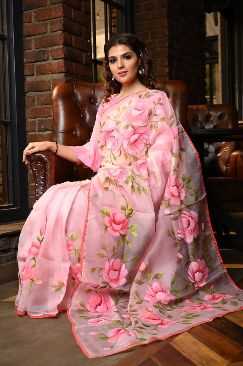 Buy Pink Sarees for Women by Marziyaa Online | Ajio.com