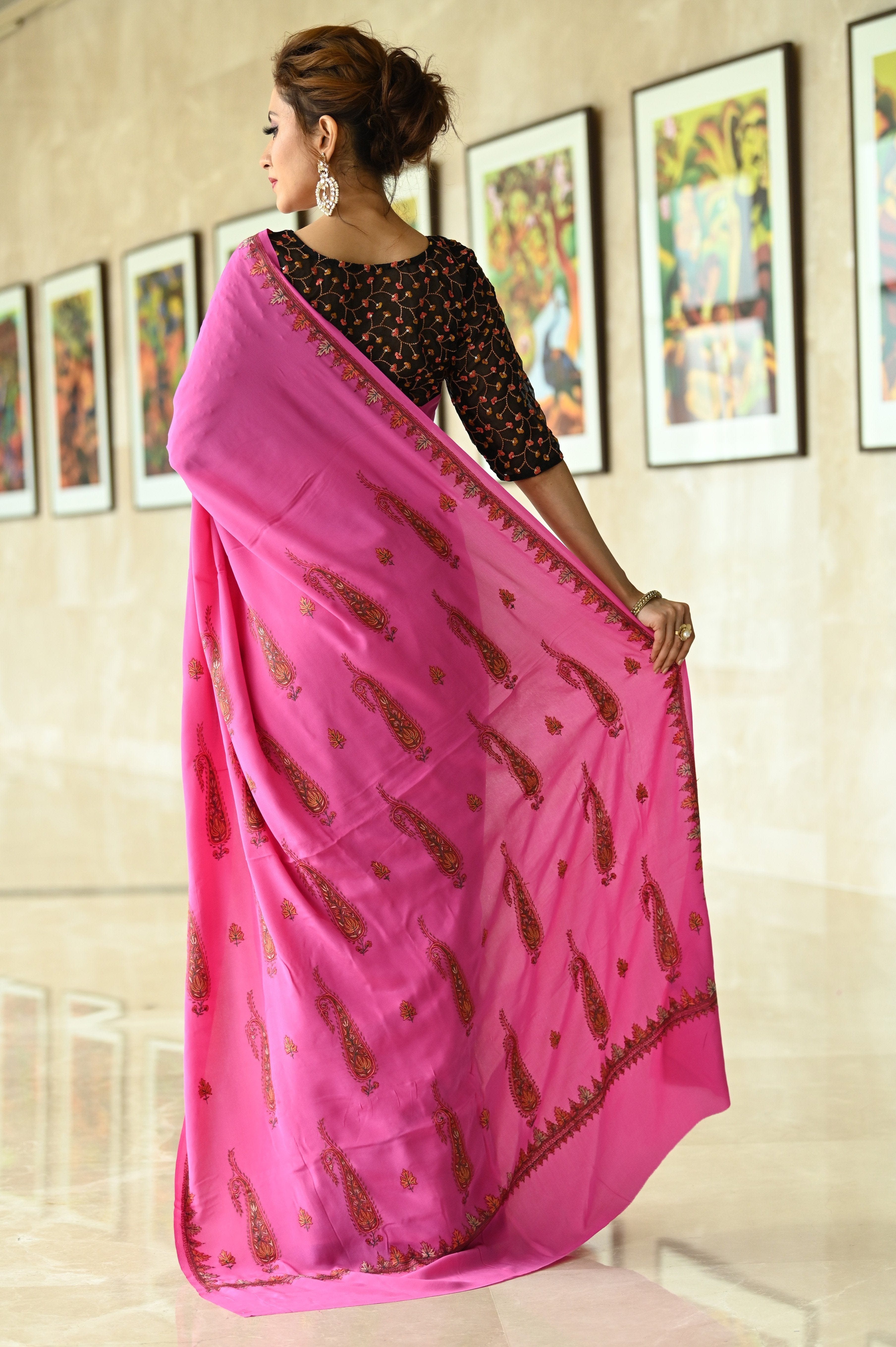 Dual pink shade pure rich cotton saree – Thokai