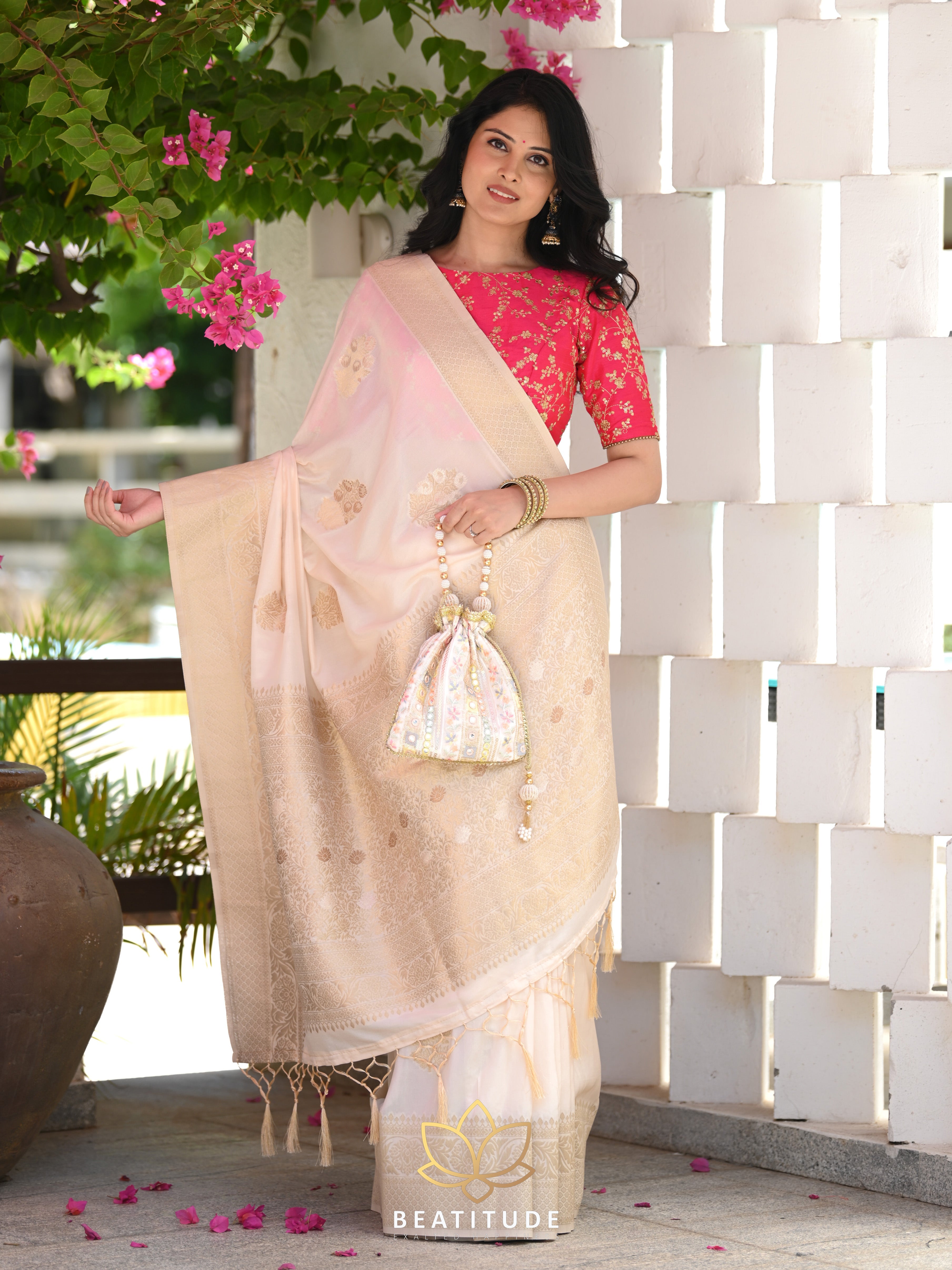 Buy Banarasi Saree In Beige Colour online-Karagiri