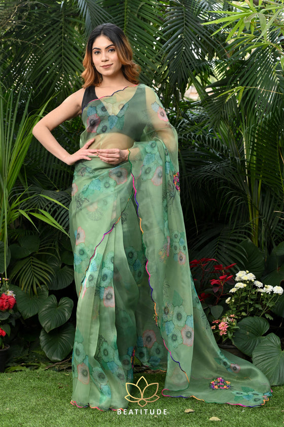 81% OFF on Ratnavati Floral Print Bollywood Organza Saree(Light Green) on  Flipkart | PaisaWapas.com