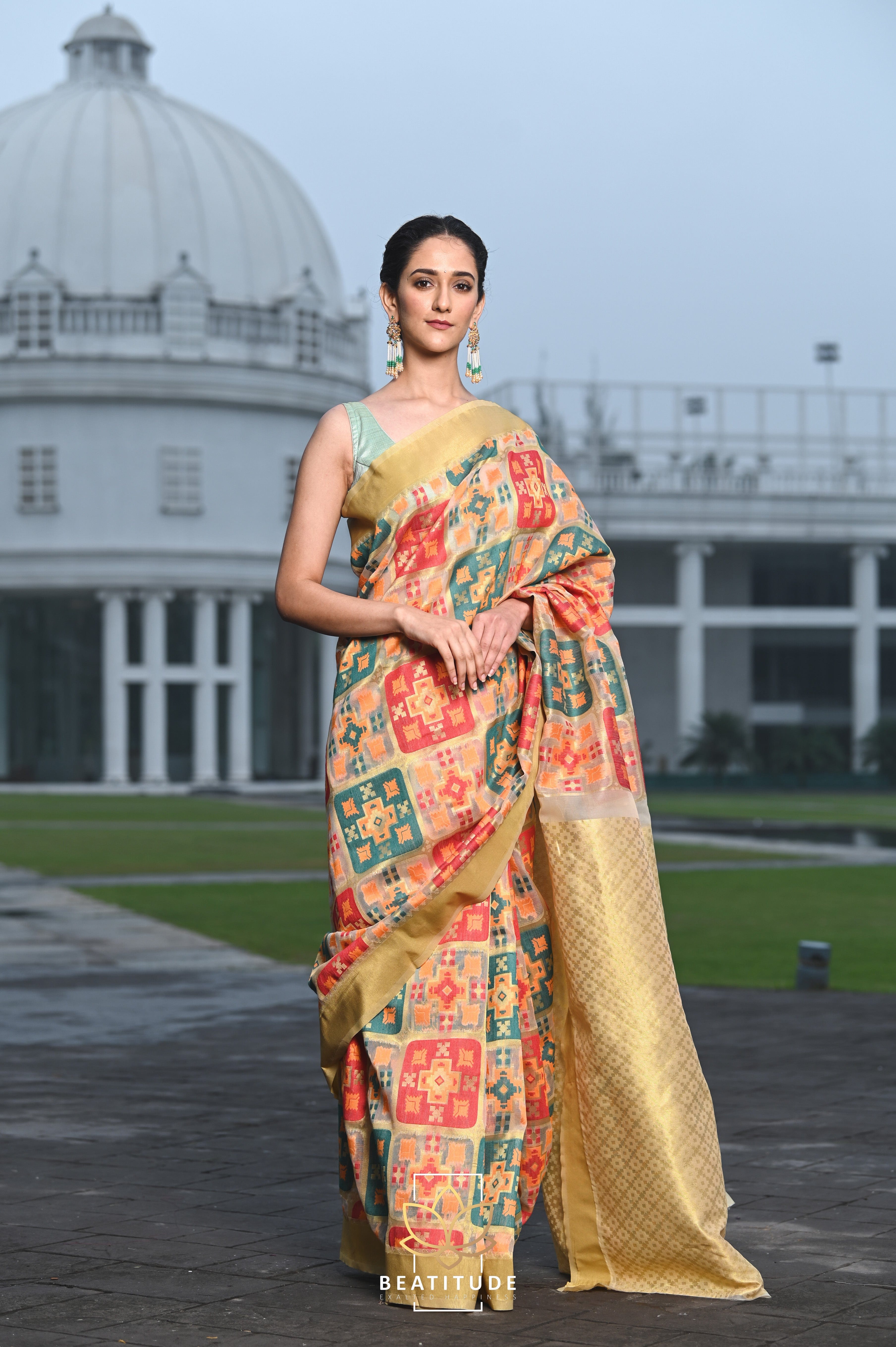 Durga Multi Colour Silk Uppada Handloom Saree