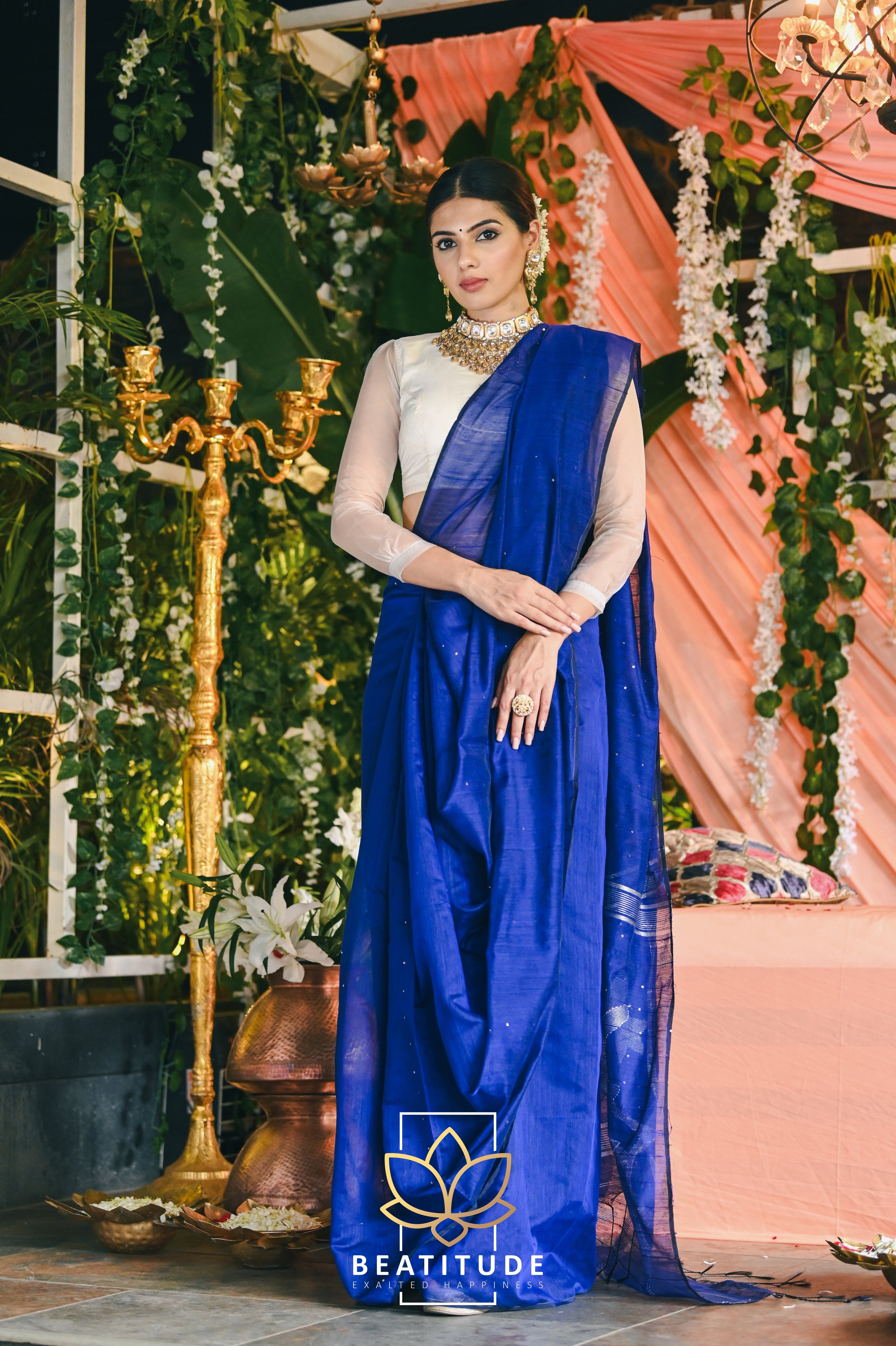 Blue Soft Silk Saree with attractive pallu design - Dress me Royal