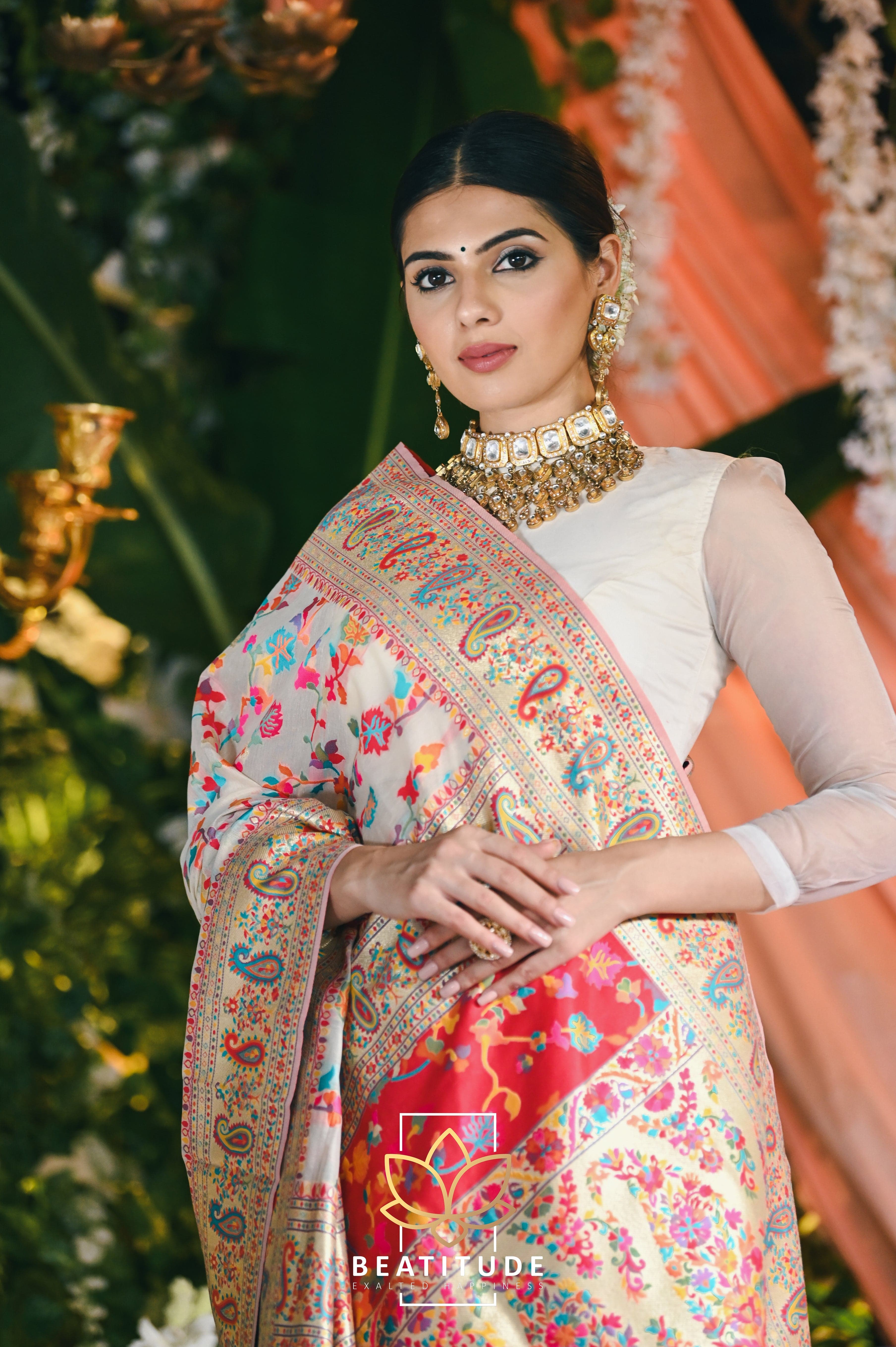 Different multi color body Pasapali pattern , bridal collection pure s