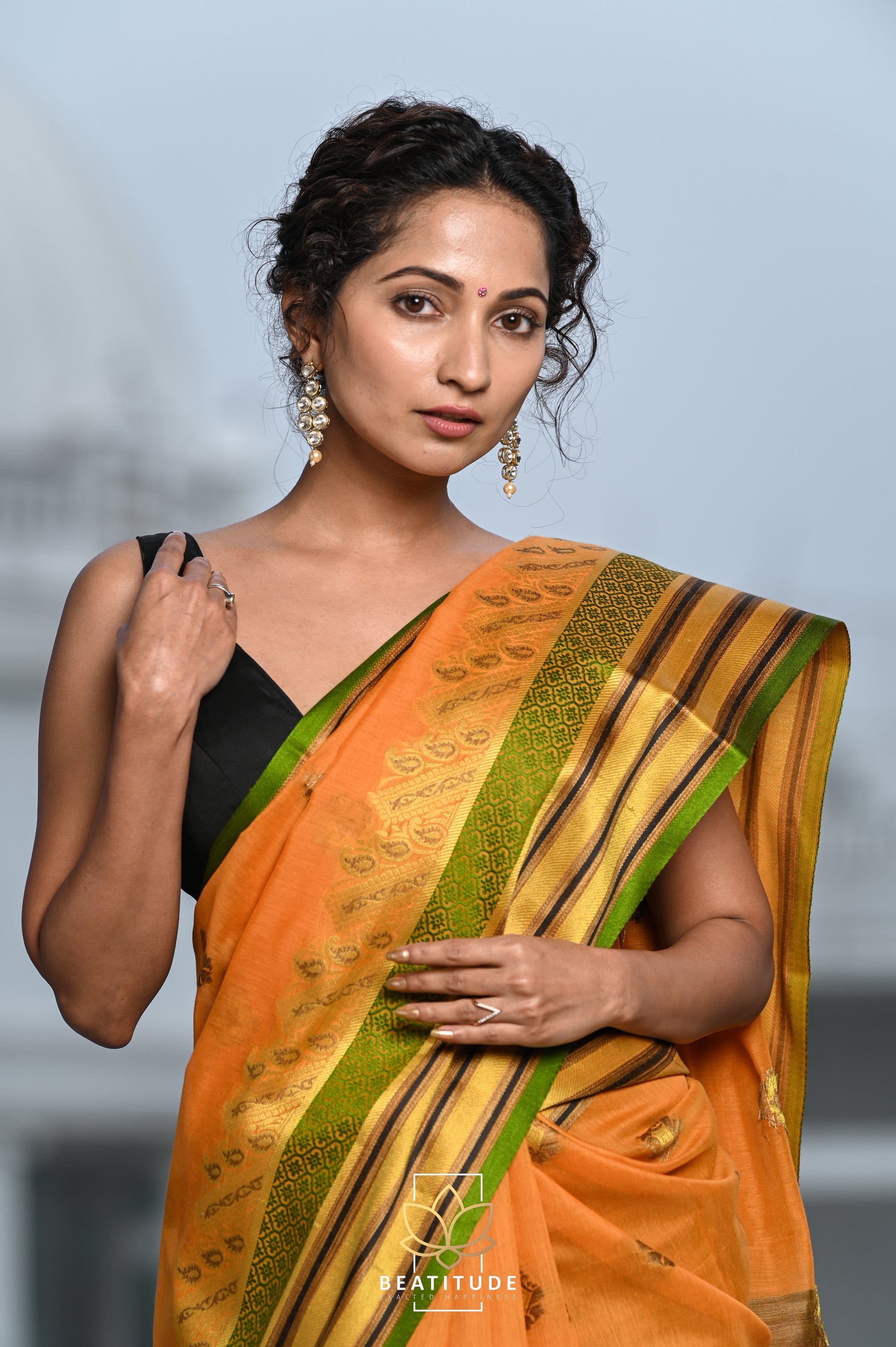 Yellow Handcrafted Queen Silk Saree with Zari Border