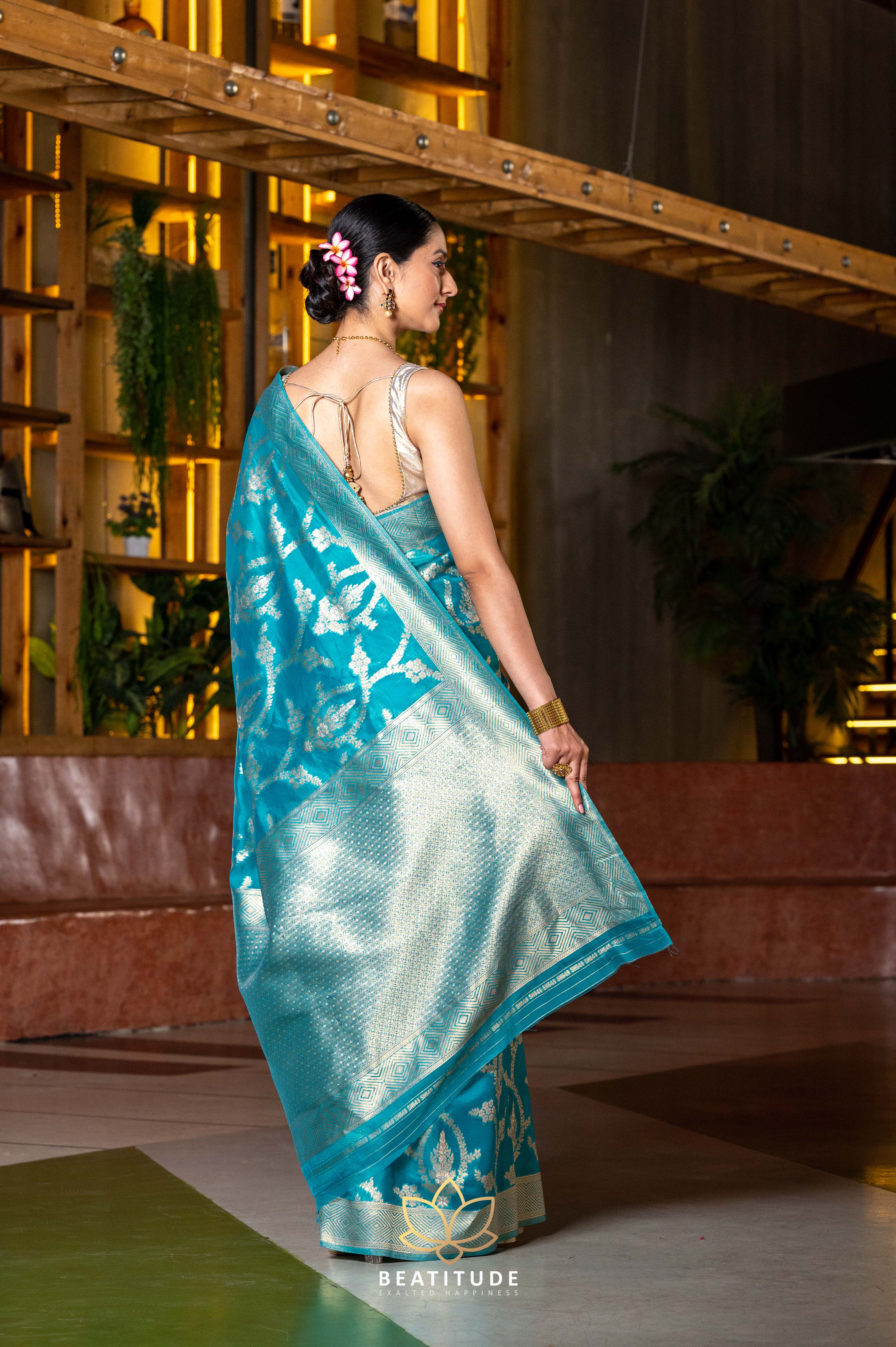 Regina Blue and Pink Silk Saree - Saree Blouse Patterns