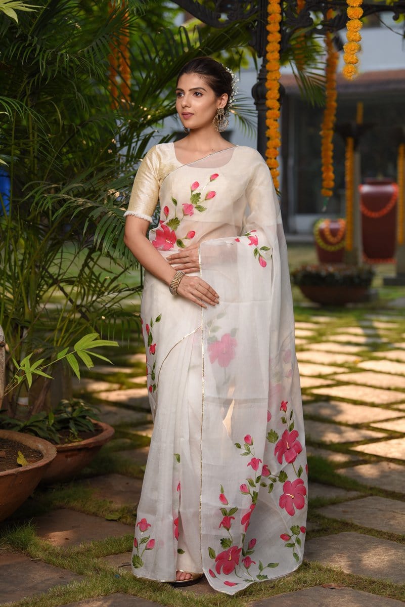 RESHMA IVORY ORGANZA SAREE