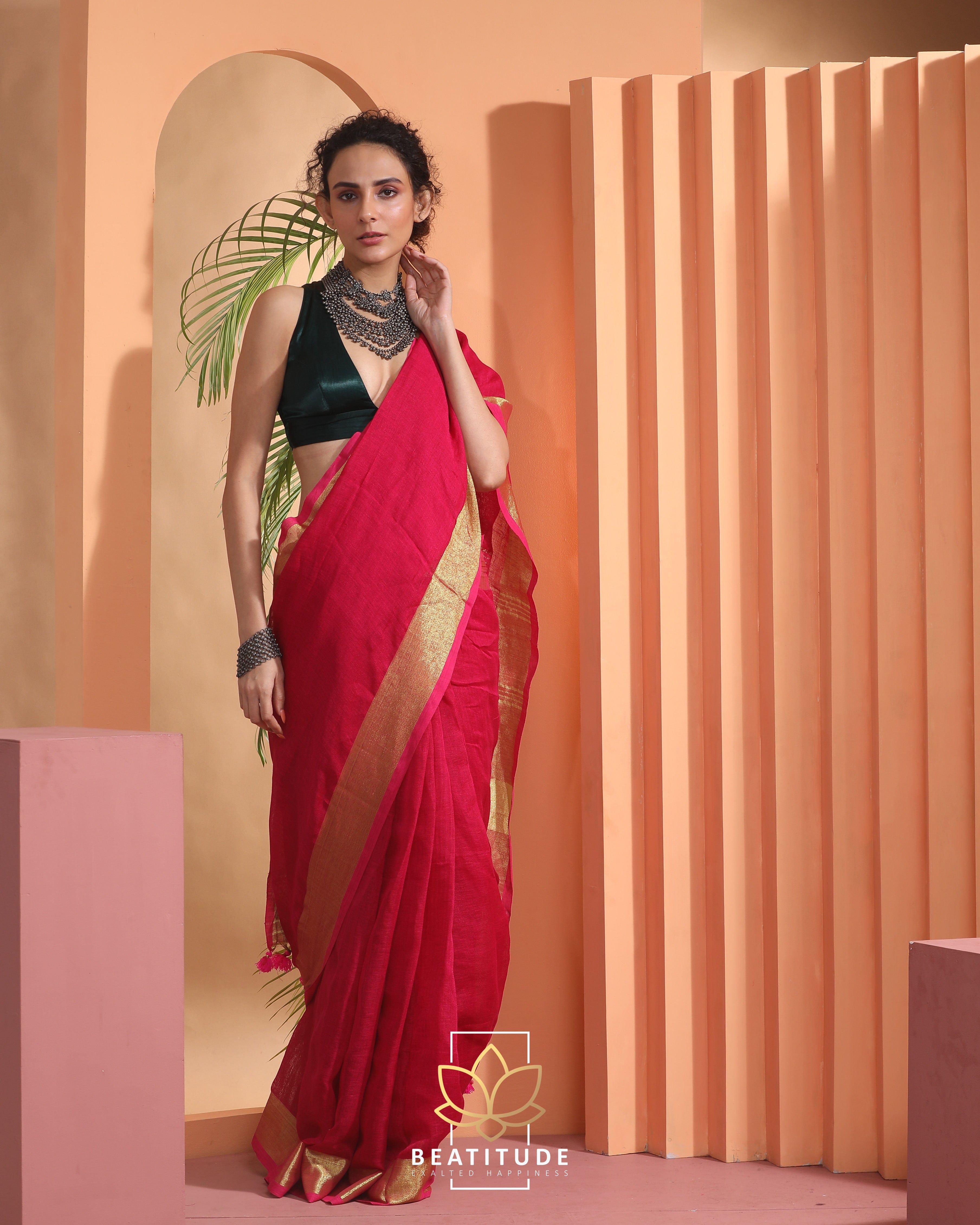 Linen Sarees | Pure Linen Saree Online in India – BharatSthali