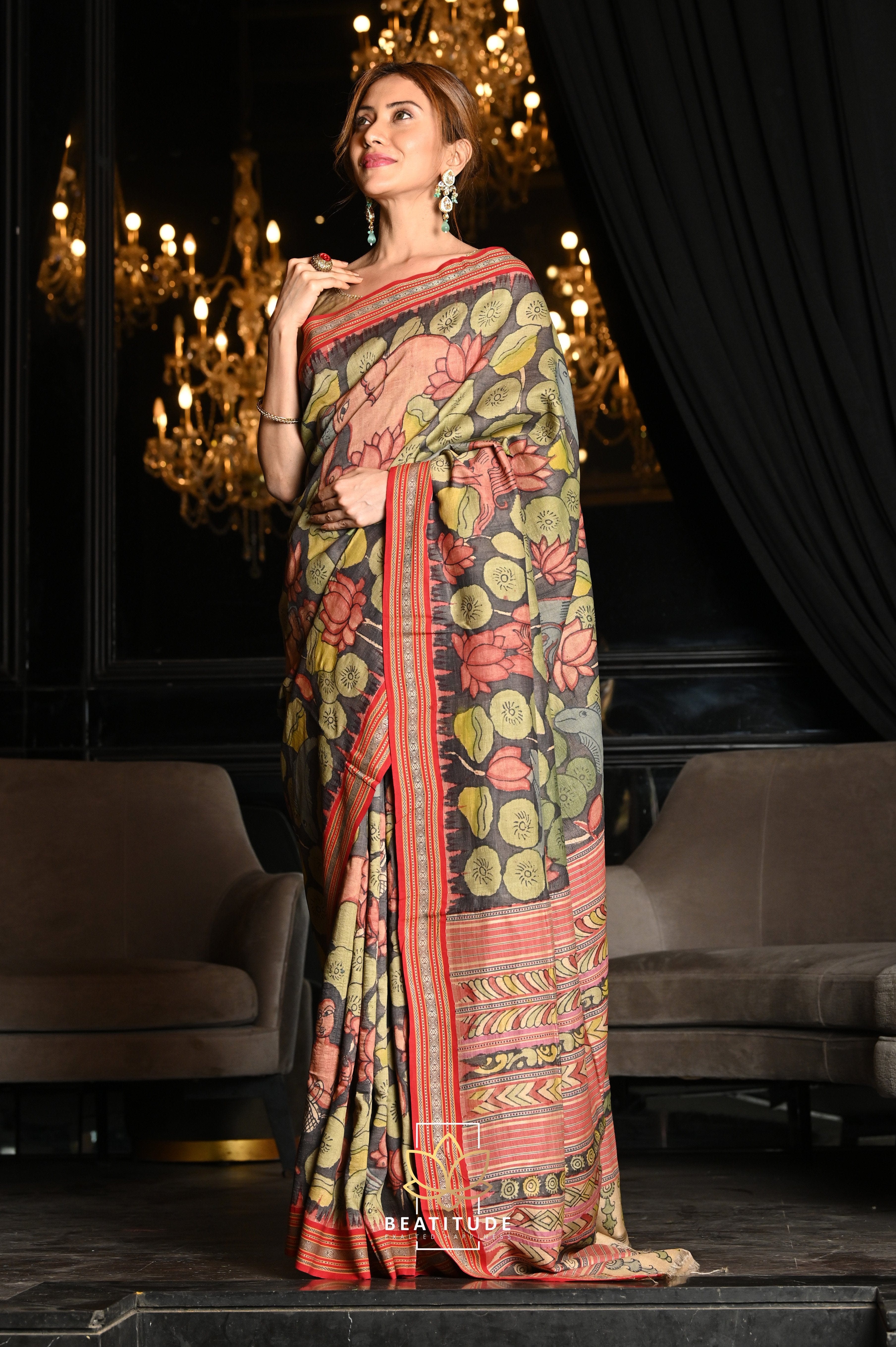 Buy Beige Weaving Tussar Silk Traditional Designer Saree : 200719 -